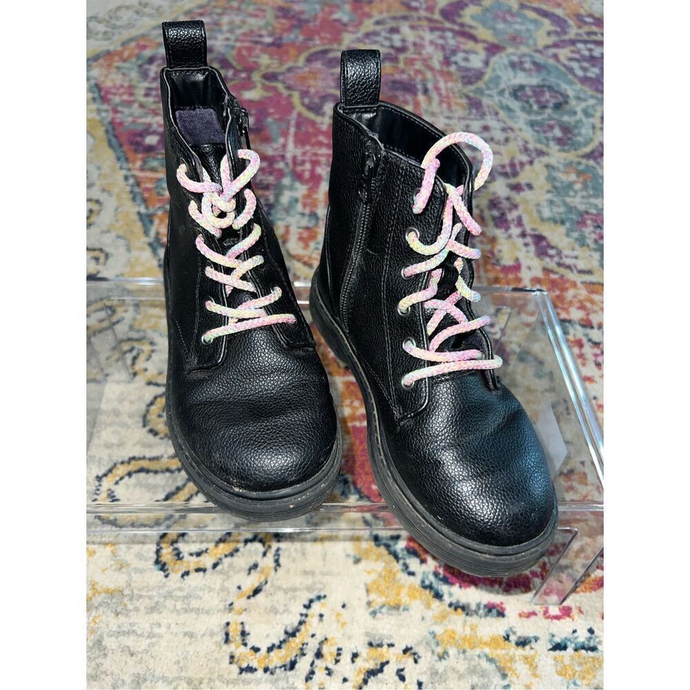 Art Class Zoe Zipper Lace-Up Combat Boots - Black